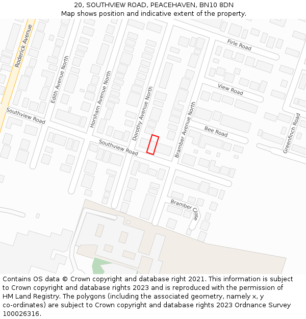 20, SOUTHVIEW ROAD, PEACEHAVEN, BN10 8DN: Location map and indicative extent of plot