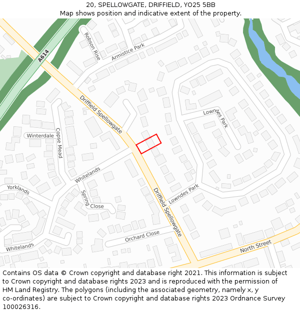 20, SPELLOWGATE, DRIFFIELD, YO25 5BB: Location map and indicative extent of plot