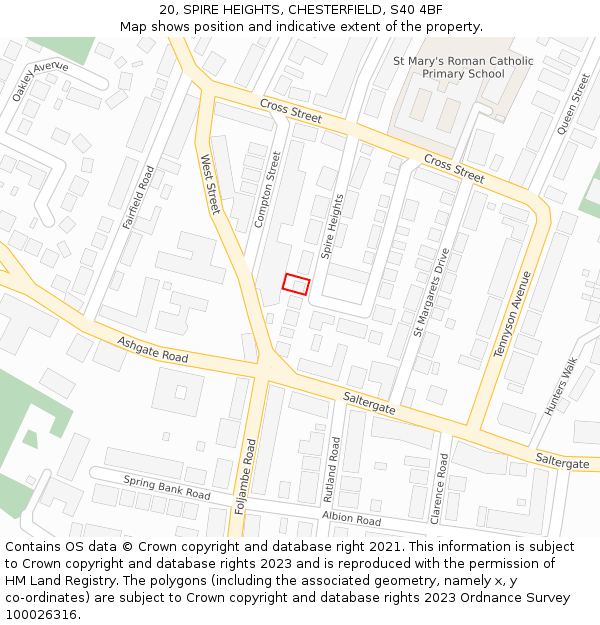 20, SPIRE HEIGHTS, CHESTERFIELD, S40 4BF: Location map and indicative extent of plot