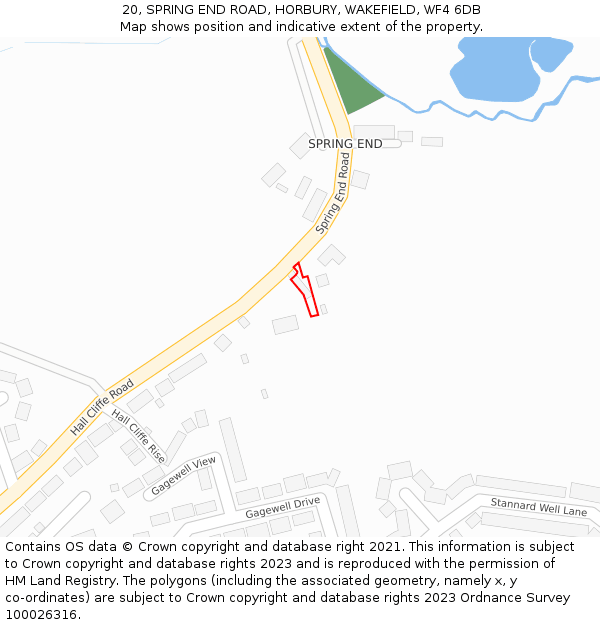 20, SPRING END ROAD, HORBURY, WAKEFIELD, WF4 6DB: Location map and indicative extent of plot