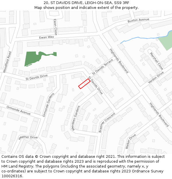 20, ST DAVIDS DRIVE, LEIGH-ON-SEA, SS9 3RF: Location map and indicative extent of plot