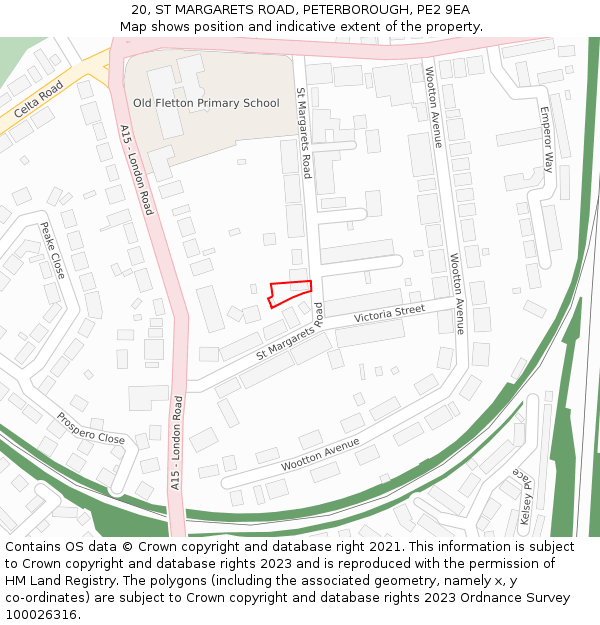 20, ST MARGARETS ROAD, PETERBOROUGH, PE2 9EA: Location map and indicative extent of plot