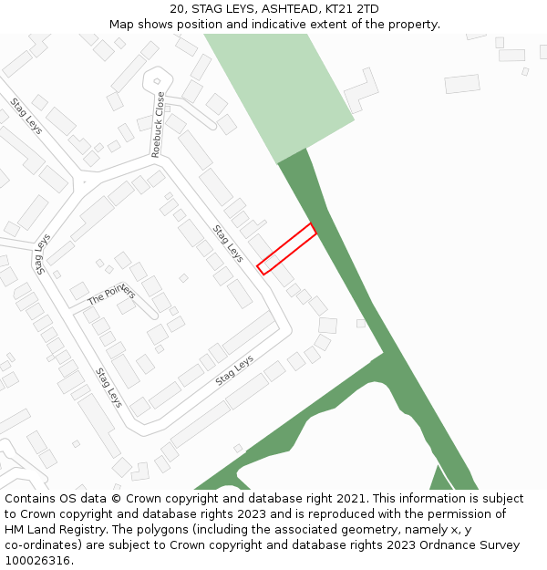 20, STAG LEYS, ASHTEAD, KT21 2TD: Location map and indicative extent of plot