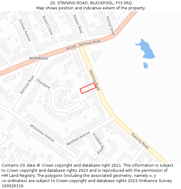 20, STAINING ROAD, BLACKPOOL, FY3 0AQ: Location map and indicative extent of plot