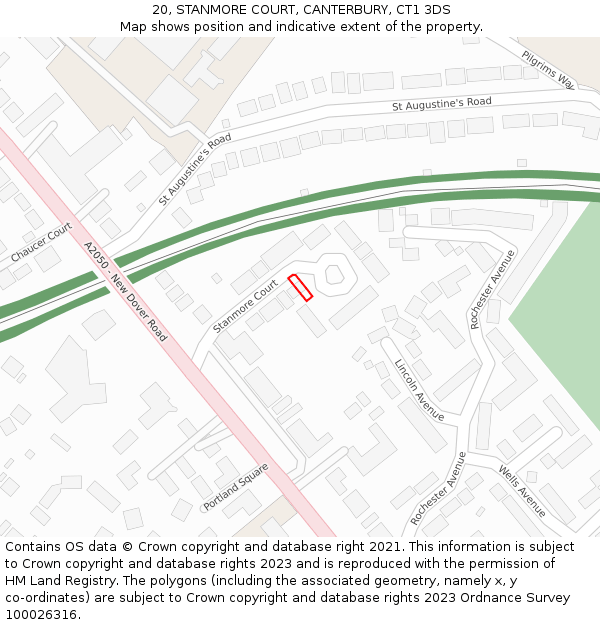 20, STANMORE COURT, CANTERBURY, CT1 3DS: Location map and indicative extent of plot