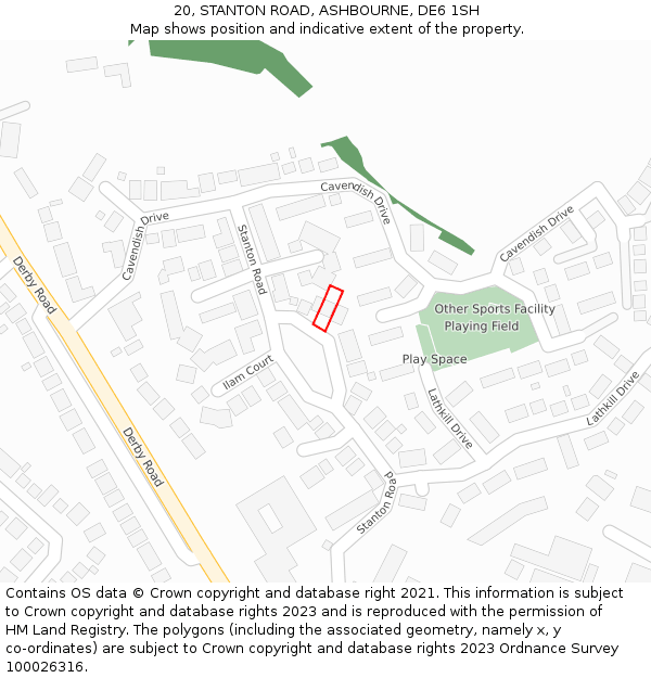 20, STANTON ROAD, ASHBOURNE, DE6 1SH: Location map and indicative extent of plot