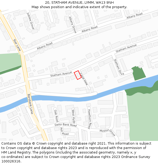 20, STATHAM AVENUE, LYMM, WA13 9NH: Location map and indicative extent of plot