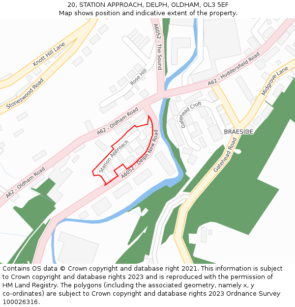 20, STATION APPROACH, DELPH, OLDHAM, OL3 5EF: Location map and indicative extent of plot