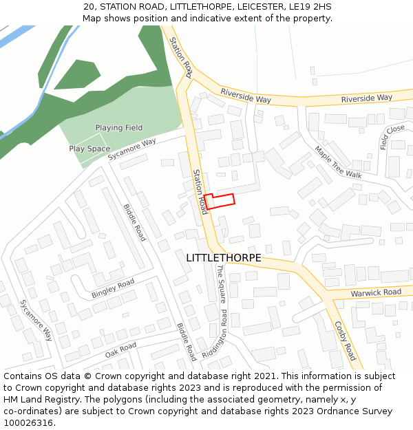 20, STATION ROAD, LITTLETHORPE, LEICESTER, LE19 2HS: Location map and indicative extent of plot