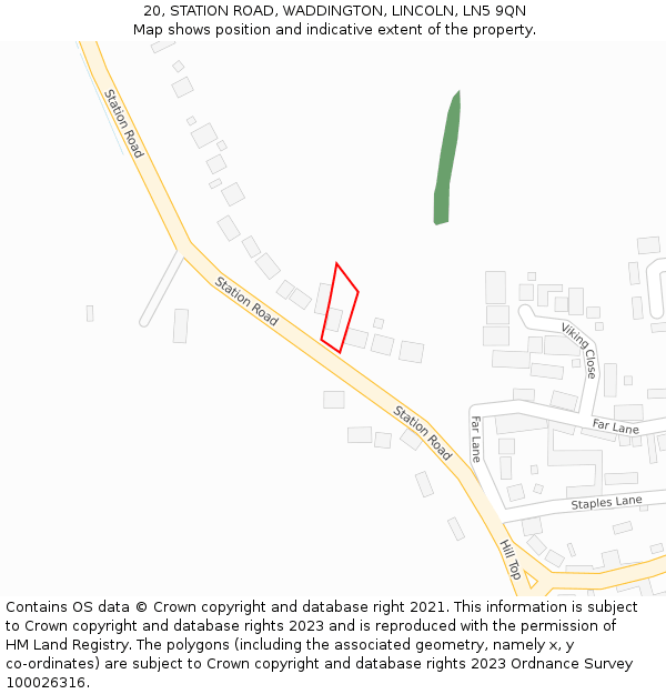 20, STATION ROAD, WADDINGTON, LINCOLN, LN5 9QN: Location map and indicative extent of plot