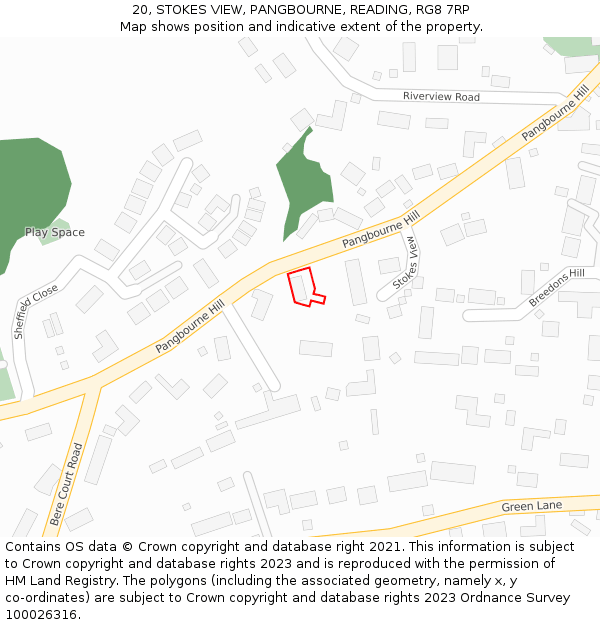 20, STOKES VIEW, PANGBOURNE, READING, RG8 7RP: Location map and indicative extent of plot