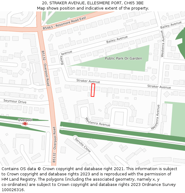 20, STRAKER AVENUE, ELLESMERE PORT, CH65 3BE: Location map and indicative extent of plot