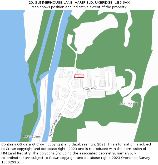 20, SUMMERHOUSE LANE, HAREFIELD, UXBRIDGE, UB9 6HX: Location map and indicative extent of plot