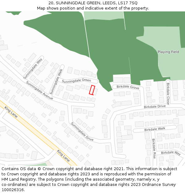 20, SUNNINGDALE GREEN, LEEDS, LS17 7SQ: Location map and indicative extent of plot