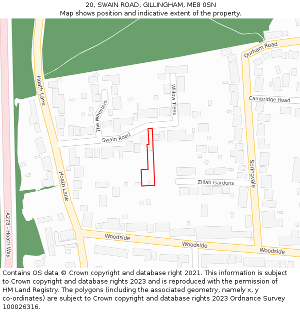 20, SWAIN ROAD, GILLINGHAM, ME8 0SN: Location map and indicative extent of plot