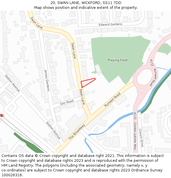 20, SWAN LANE, WICKFORD, SS11 7DD: Location map and indicative extent of plot