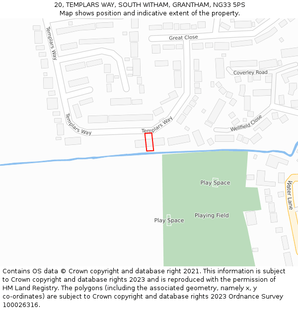20, TEMPLARS WAY, SOUTH WITHAM, GRANTHAM, NG33 5PS: Location map and indicative extent of plot