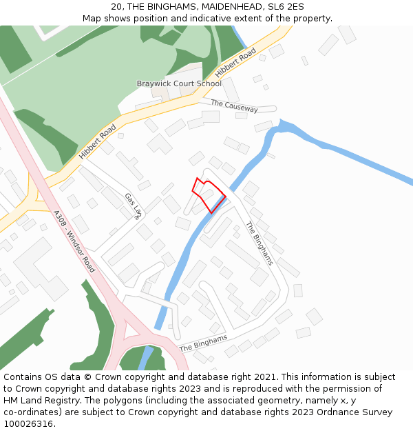 20, THE BINGHAMS, MAIDENHEAD, SL6 2ES: Location map and indicative extent of plot