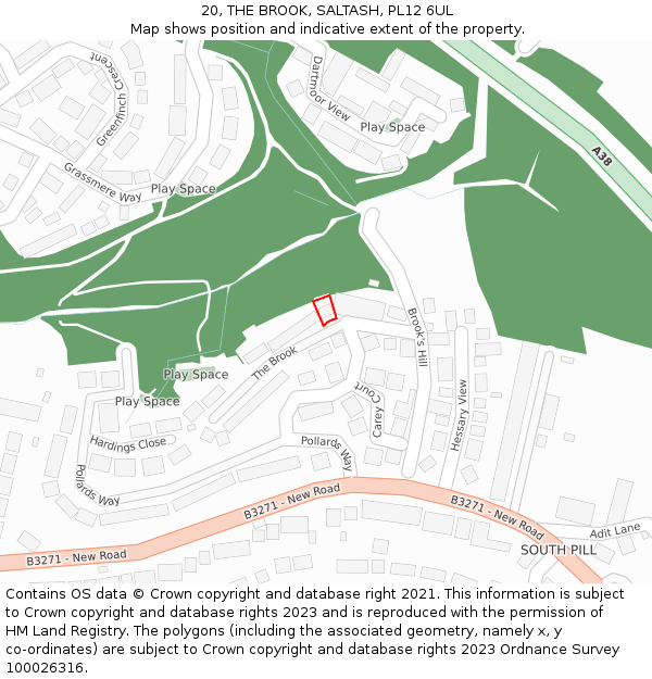 20, THE BROOK, SALTASH, PL12 6UL: Location map and indicative extent of plot