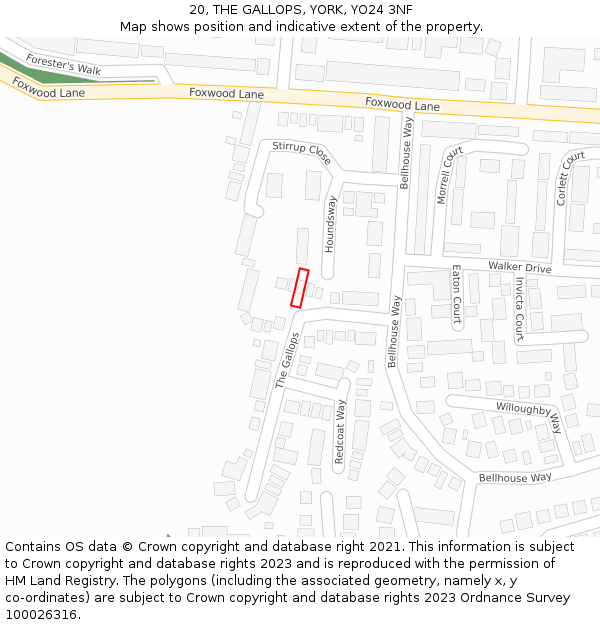 20, THE GALLOPS, YORK, YO24 3NF: Location map and indicative extent of plot