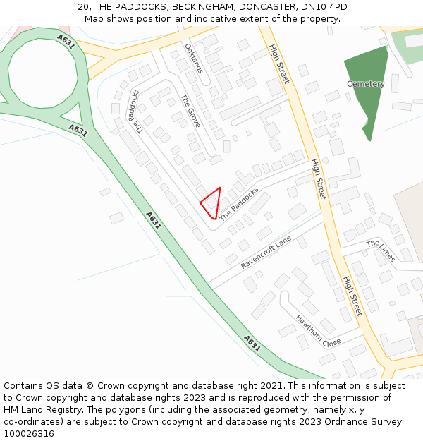 20, THE PADDOCKS, BECKINGHAM, DONCASTER, DN10 4PD: Location map and indicative extent of plot