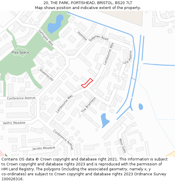 20, THE PARK, PORTISHEAD, BRISTOL, BS20 7LT: Location map and indicative extent of plot