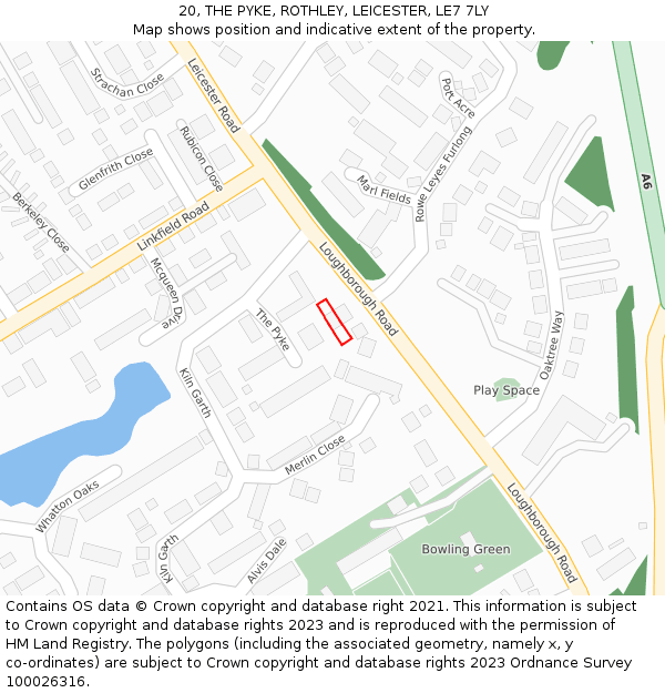20, THE PYKE, ROTHLEY, LEICESTER, LE7 7LY: Location map and indicative extent of plot