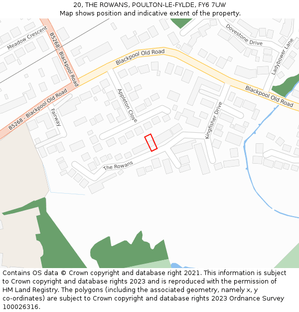 20, THE ROWANS, POULTON-LE-FYLDE, FY6 7UW: Location map and indicative extent of plot