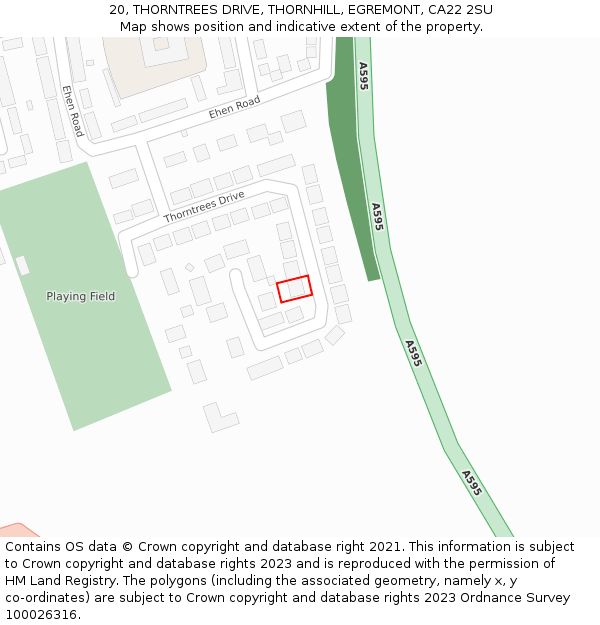 20, THORNTREES DRIVE, THORNHILL, EGREMONT, CA22 2SU: Location map and indicative extent of plot