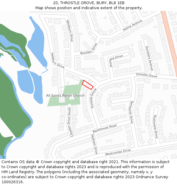 20, THROSTLE GROVE, BURY, BL8 1EB: Location map and indicative extent of plot