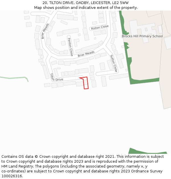 20, TILTON DRIVE, OADBY, LEICESTER, LE2 5WW: Location map and indicative extent of plot