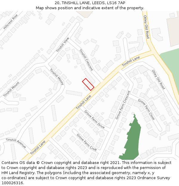 20, TINSHILL LANE, LEEDS, LS16 7AP: Location map and indicative extent of plot