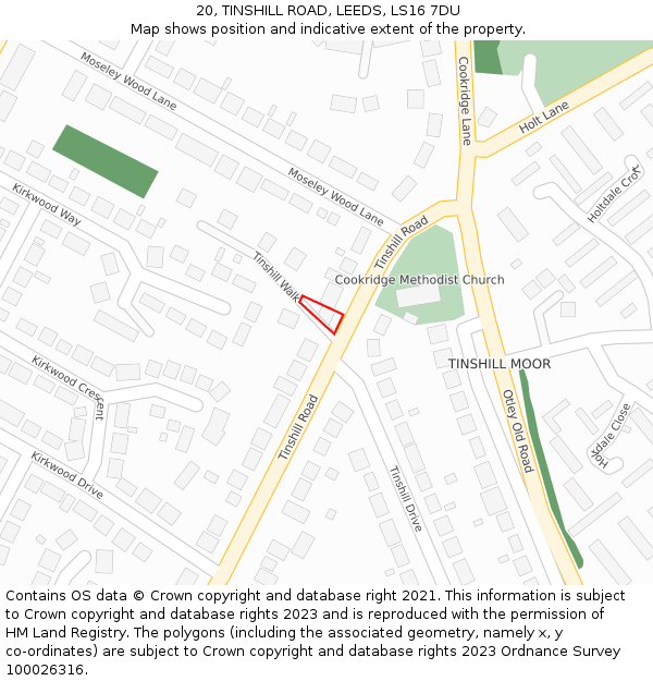 20, TINSHILL ROAD, LEEDS, LS16 7DU: Location map and indicative extent of plot