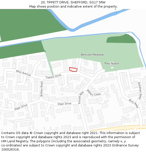 20, TIPPETT DRIVE, SHEFFORD, SG17 5RW: Location map and indicative extent of plot