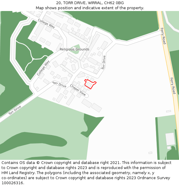 20, TORR DRIVE, WIRRAL, CH62 0BG: Location map and indicative extent of plot