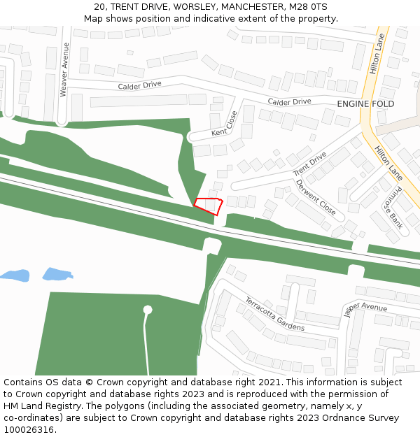 20, TRENT DRIVE, WORSLEY, MANCHESTER, M28 0TS: Location map and indicative extent of plot