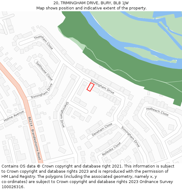 20, TRIMINGHAM DRIVE, BURY, BL8 1JW: Location map and indicative extent of plot