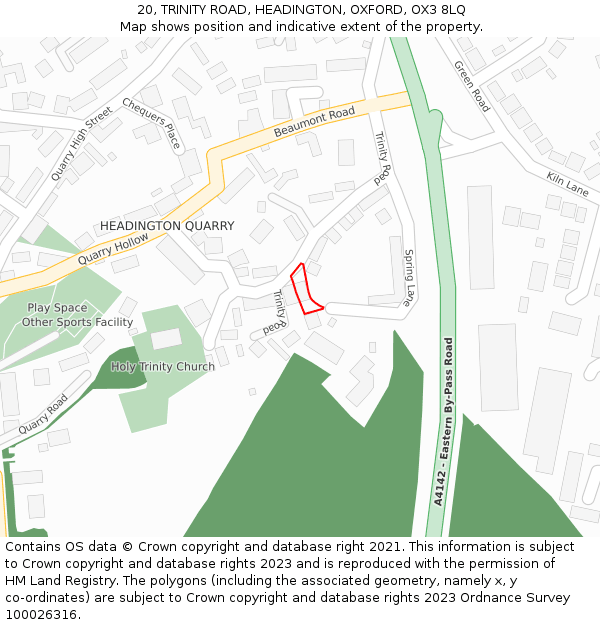 20, TRINITY ROAD, HEADINGTON, OXFORD, OX3 8LQ: Location map and indicative extent of plot