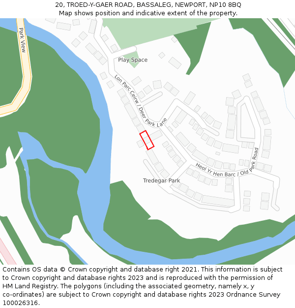 20, TROED-Y-GAER ROAD, BASSALEG, NEWPORT, NP10 8BQ: Location map and indicative extent of plot