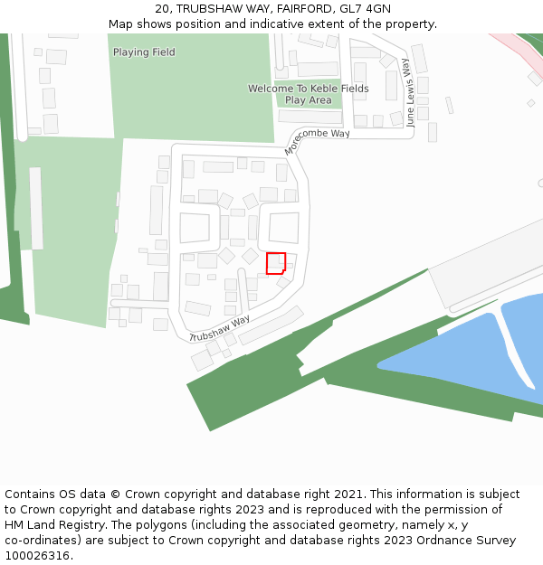 20, TRUBSHAW WAY, FAIRFORD, GL7 4GN: Location map and indicative extent of plot