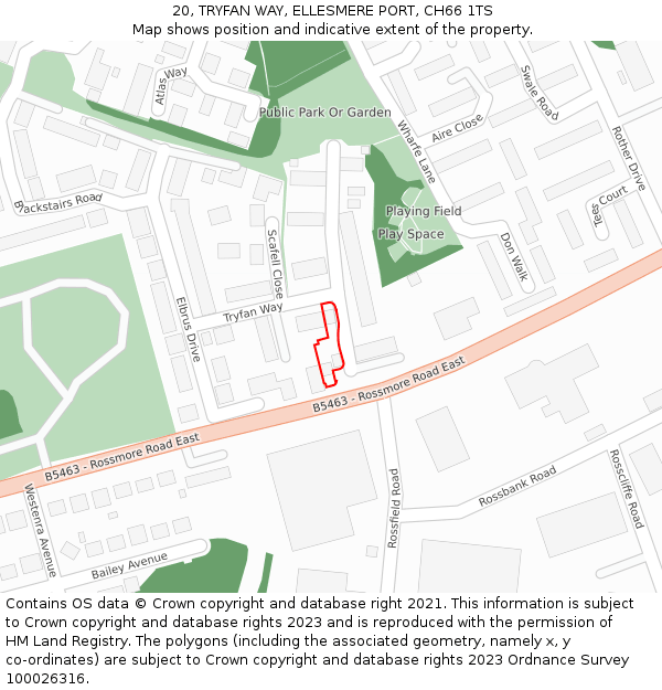 20, TRYFAN WAY, ELLESMERE PORT, CH66 1TS: Location map and indicative extent of plot