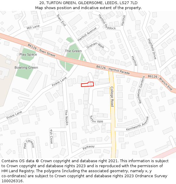 20, TURTON GREEN, GILDERSOME, LEEDS, LS27 7LD: Location map and indicative extent of plot