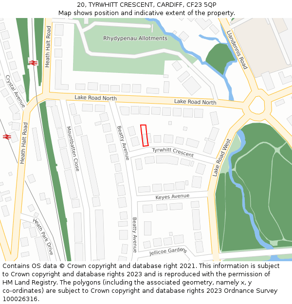 20, TYRWHITT CRESCENT, CARDIFF, CF23 5QP: Location map and indicative extent of plot