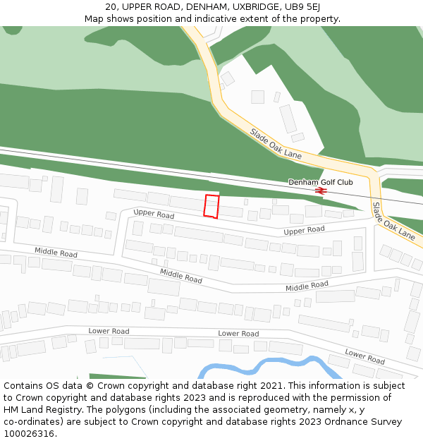 20, UPPER ROAD, DENHAM, UXBRIDGE, UB9 5EJ: Location map and indicative extent of plot