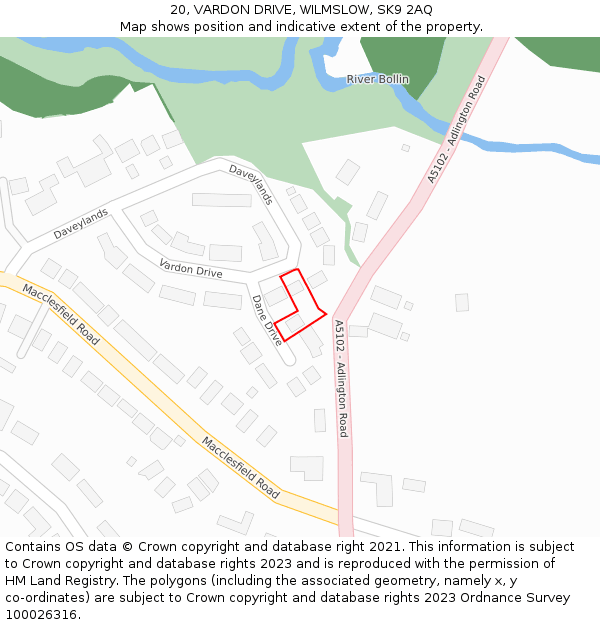 20, VARDON DRIVE, WILMSLOW, SK9 2AQ: Location map and indicative extent of plot