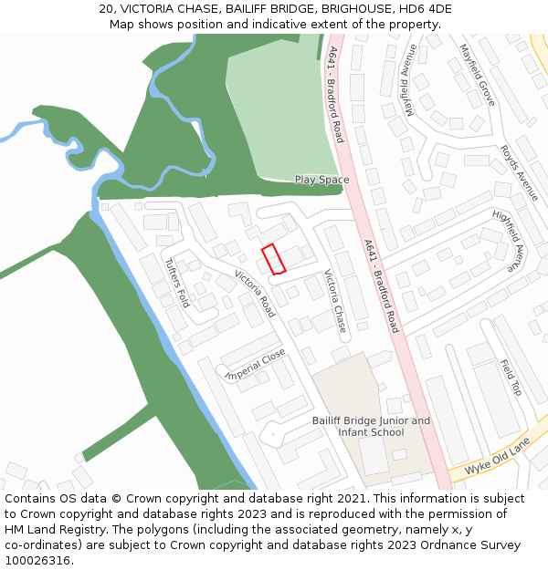 20, VICTORIA CHASE, BAILIFF BRIDGE, BRIGHOUSE, HD6 4DE: Location map and indicative extent of plot