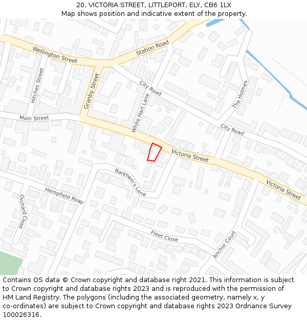 20, VICTORIA STREET, LITTLEPORT, ELY, CB6 1LX: Location map and indicative extent of plot