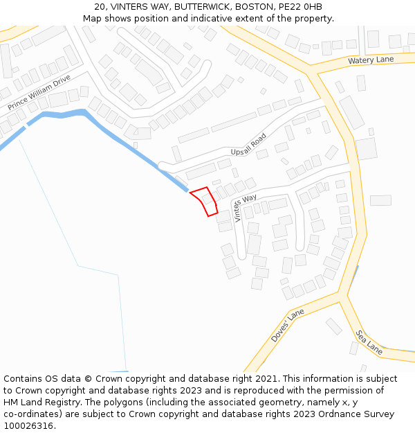 20, VINTERS WAY, BUTTERWICK, BOSTON, PE22 0HB: Location map and indicative extent of plot