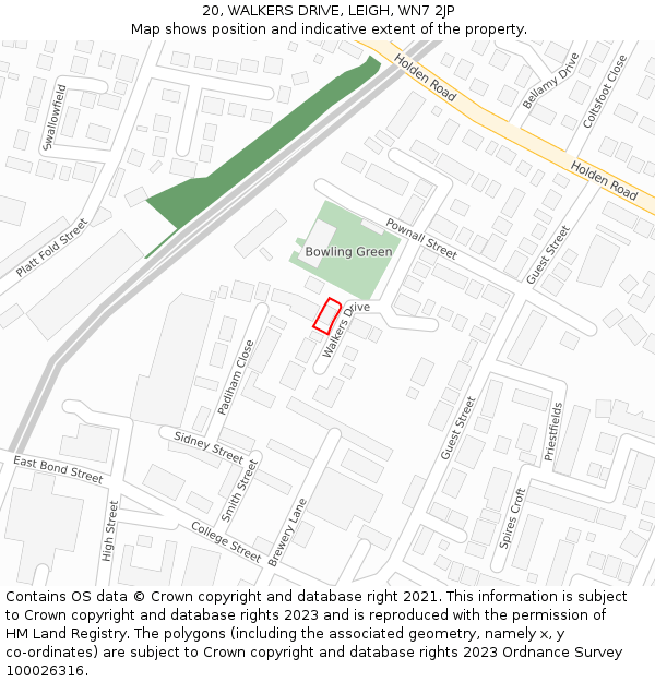 20, WALKERS DRIVE, LEIGH, WN7 2JP: Location map and indicative extent of plot