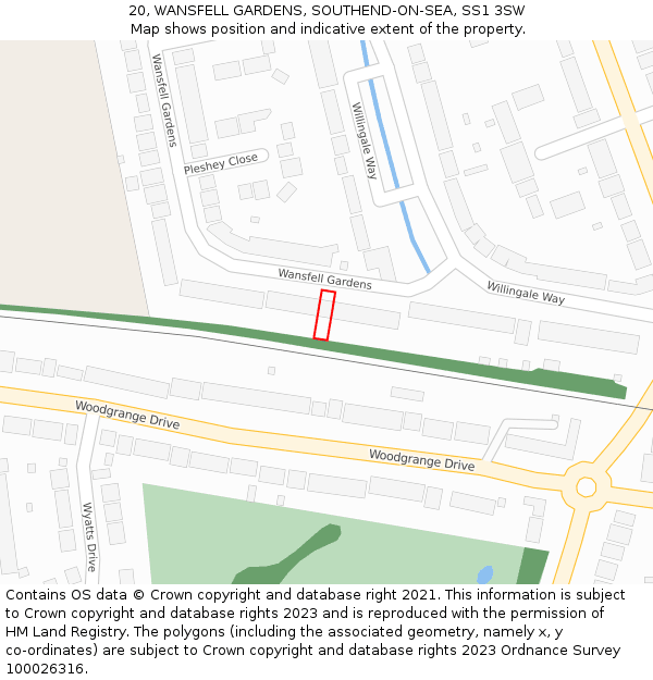 20, WANSFELL GARDENS, SOUTHEND-ON-SEA, SS1 3SW: Location map and indicative extent of plot